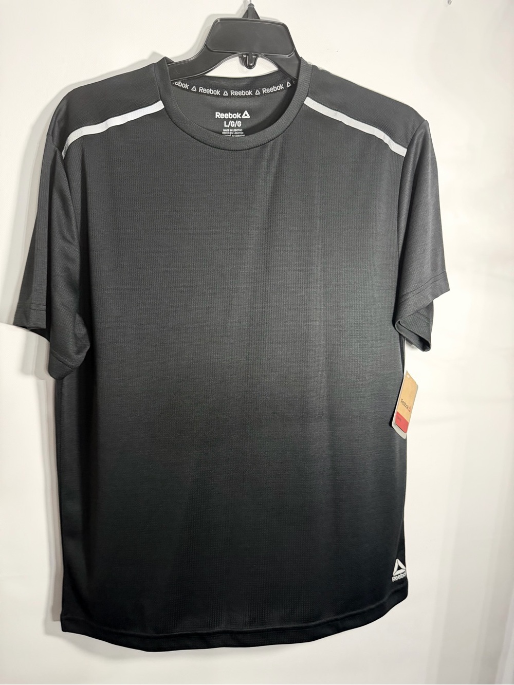 Reebok Men’s Black Short-Sleeve Athletic Tee with Reflective Accents